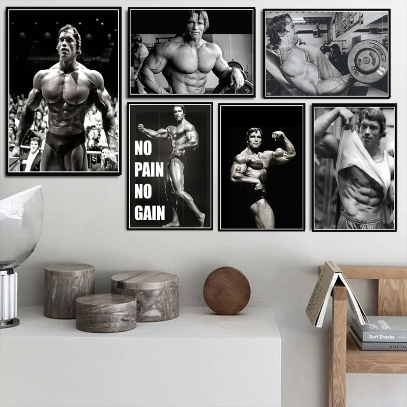 Home Gym On Wall - Poster Prints Oil Painting Arnold Schwarzenegger