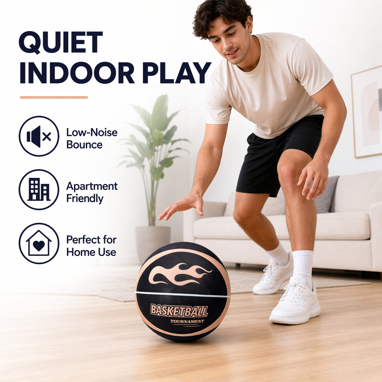 Home Gym Fitness - Fabric Cover Silent Basketball Size3 5
