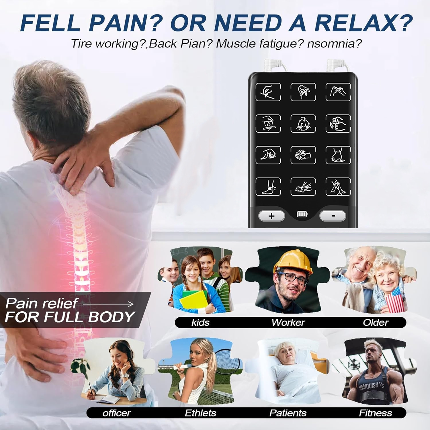 Home Gym Unit - Portable TENS-EMS Unit Muscle Stimulator Pain